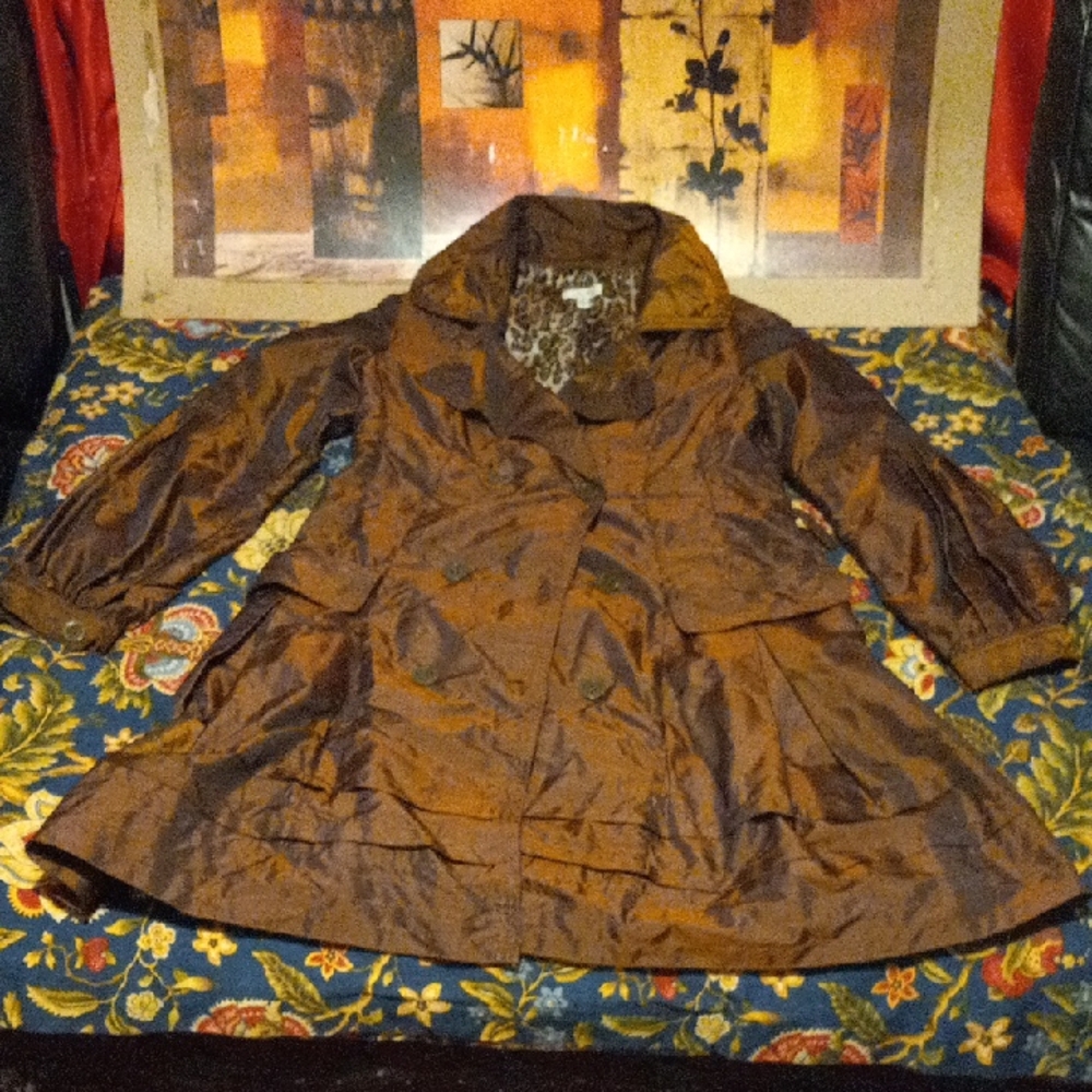 Cache Brown Trench Coat with Leopard Print Lining